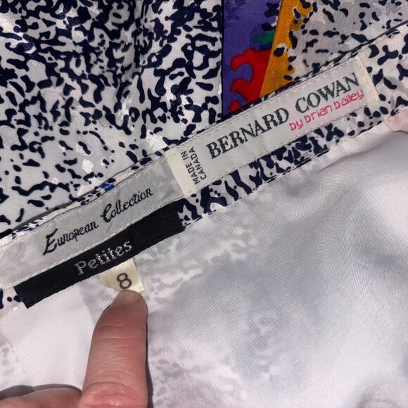 Vintage Abstract Bernard Cowan Pleated Midi Skirt Sz 8p - Picture 7 of 9